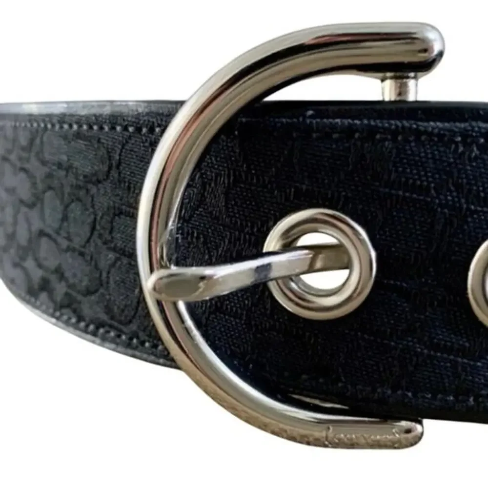 Coach belt women's small all over‎ logo fabric NWT black harness